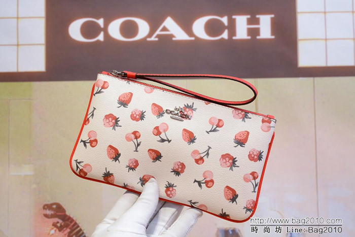 COACH蔻馳 馳原單 專櫃新款 28384 手挽包 白色櫻桃零錢包  Chz1482